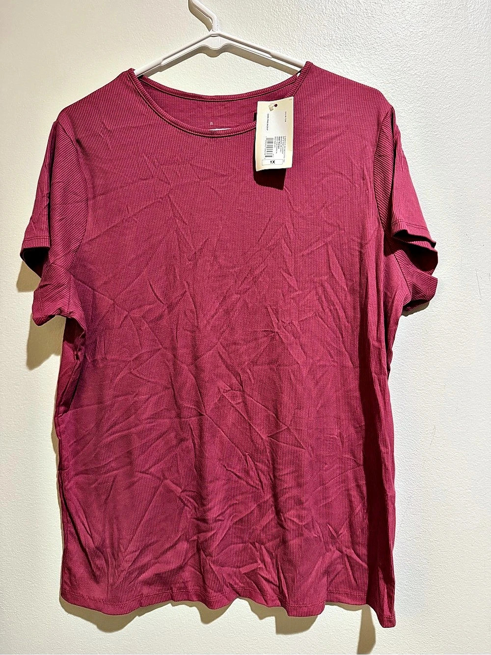 Old Navy Ribbed Short Sleeve Top in Pink Size 1X NWT